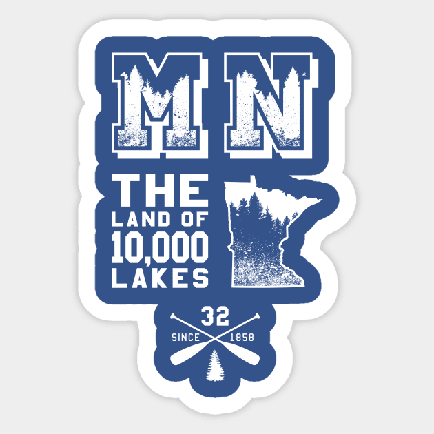 Minnesota MN Land of 10,000 Lakes Sticker by 2891 Design